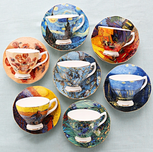Afternoon tea cup Van Gogh oil painting bone china coffee cup cr
